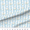 Ships Stripe quilting cotton fabric – draped close-up with a ruler showing true print scale
