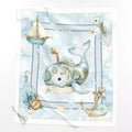 Whimsical Whale nautical baby quilt panel laid flat – full 36 x 42 in panel