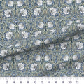 Pimpernel Deep Blue Medium quilting cotton fabric – draped close-up with a ruler showing true print scale