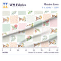 Meadow Fawn fabric, 6 inch blocks shown 42 inches across with a ruler for true print scale