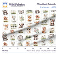 Woodland Animals fabric, 6 inch blocks shown 42 inches across with a ruler for true print scale