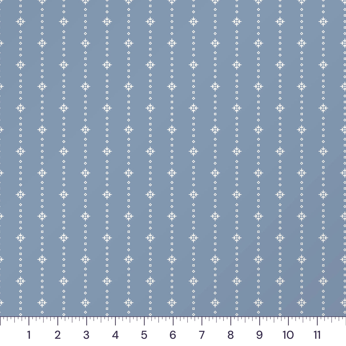 Ivory on Blue Ditsy Star Stripe Quilting Cotton – Low-Volume Blender Fabric by the Yard