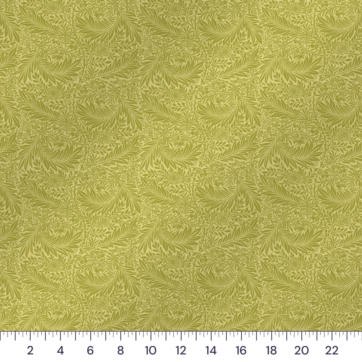 Rich Green William Morris Larkspur Quilting Cotton – Botanical Floral Fabric by the Yard