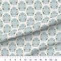 Blue & Green Tulip Arts and Crafts Damask quilting cotton fabric draped close-up