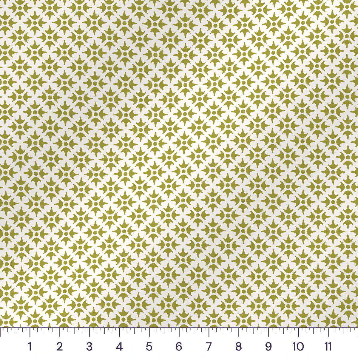 Chartreuse & Cream Thistle Star Quilting Cotton – Geometric Lattice Blender Fabric by the Yard