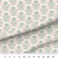 Blush & Sage Arts and Crafts Damask quilting cotton fabric draped close-up