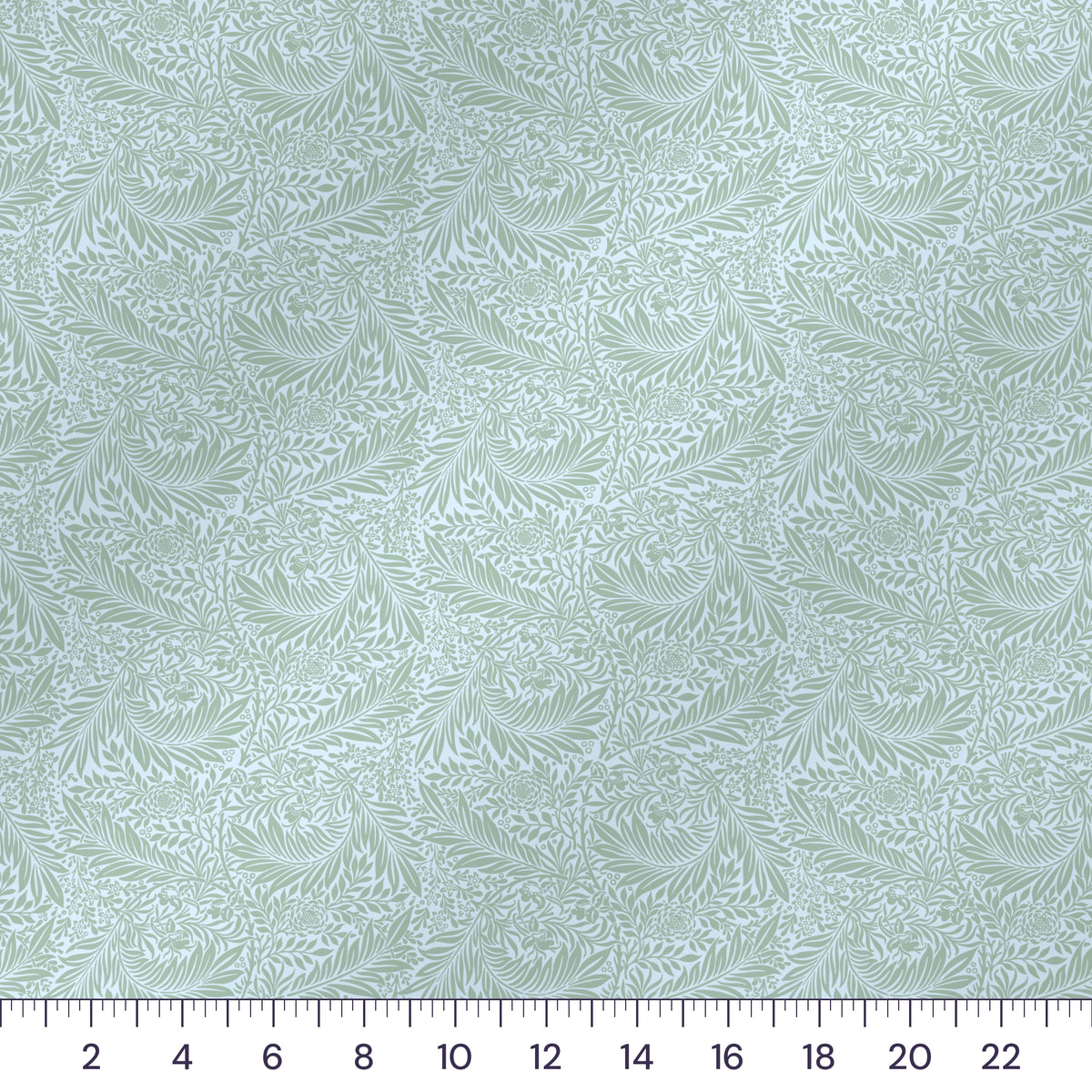 Sage & Light Blue William Morris Larkspur Quilting Cotton – Botanical Floral Fabric by the Yard