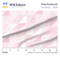 Pink Patchwork fabric, 6 inch blocks shown 42 inches across with a ruler for true print scale