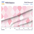 Pink Diamond fabric, 6 inch blocks shown 42 inches across with a ruler for true print scale