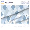 Blue Diamond fabric, 6 inch blocks shown 42 inches across with a ruler for true print scale