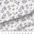 Peony Sketch Blush quilting cotton fabric – draped close-up with a ruler showing true print scale