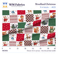 Woodland Christmas fabric, 6 inch blocks shown 42 inches across with a ruler for true print scale
