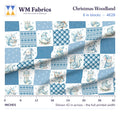 Christmas Woodland fabric, 6 inch blocks shown 42 inches across with a ruler for true print scale