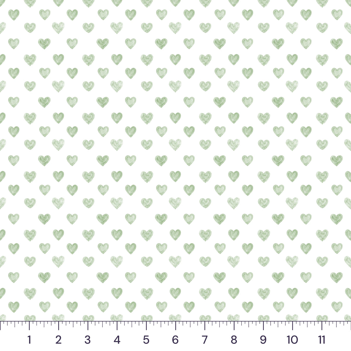 Sage Tiny Watercolor Hearts Quilting Cotton – Nursery Quilt Blender Fabric by the Yard