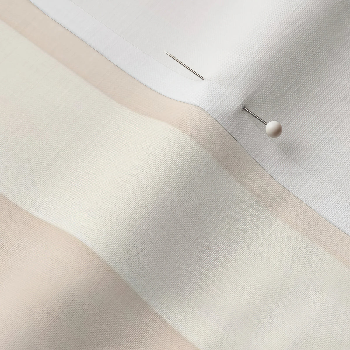 Pinned close-up of Elodie Stripe 1.5 inch fabric showing the white selvage margin