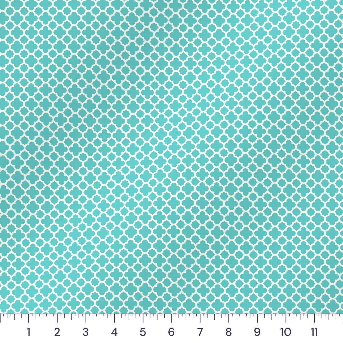 Aqua Mini Quatrefoil Quilting Cotton – Geometric Blender Fabric by the Yard