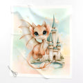 Baby dragon quilt panel, Dragon & Castle design, laid flat