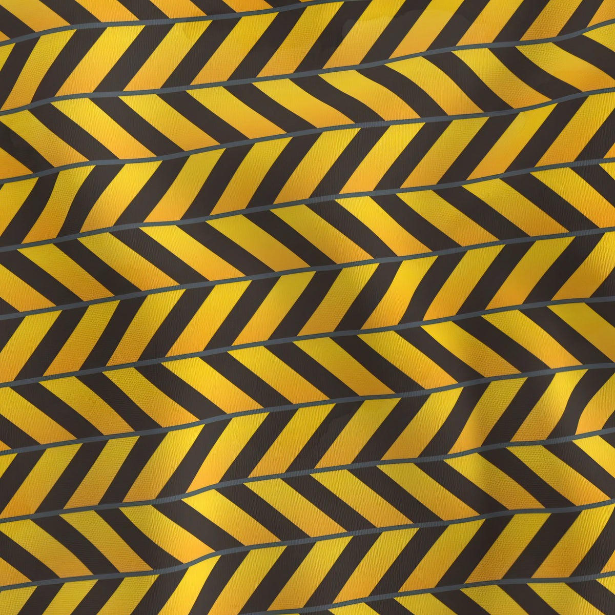 Yellow and black caution chevron quilting cotton draped to show the soft hand