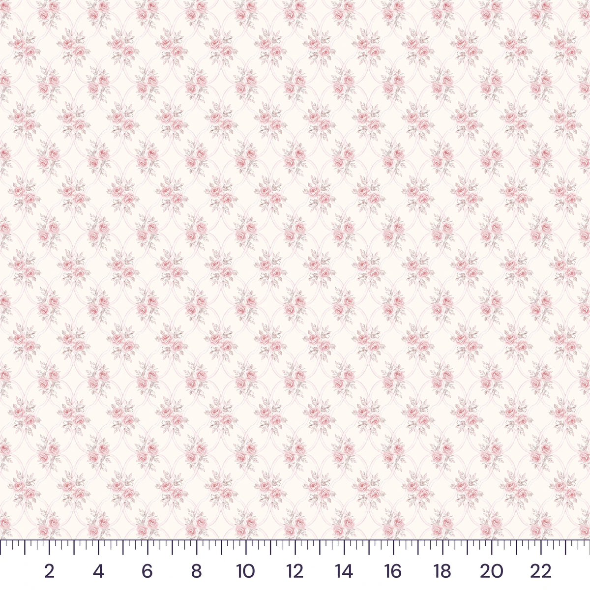 Rosy Lattice Quilting Cotton – Pink Watercolor Rose Trellis Fabric by the Yard