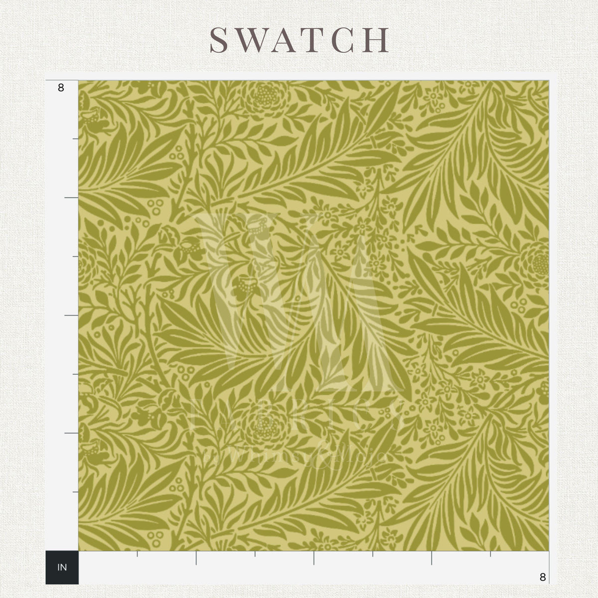 Printed green William Morris Larkspur pattern on rich green Larkspur fabric