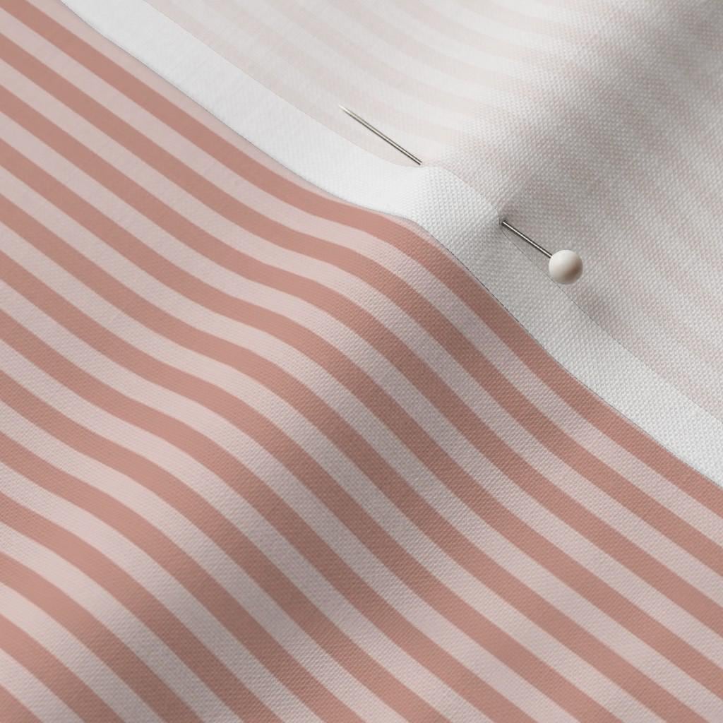 Blush Pink candy stripe quilting cotton close-up – 1/8 inch blush pink and cream ticking stripe fabric by the yard