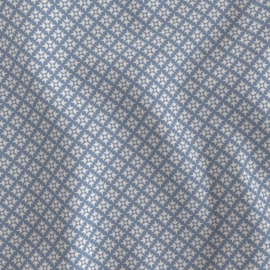 Soft Blue & Cream Thistle Star fabric – soft blue geometric lattice quilting cotton fabric by the yard