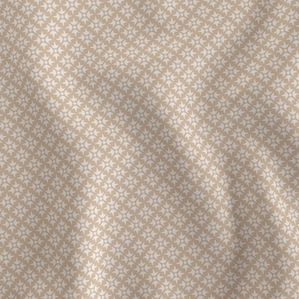 Beige & Cream Thistle Star fabric – beige geometric lattice quilting cotton fabric by the yard