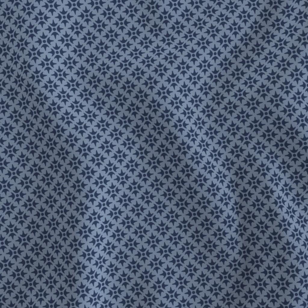 Navy & Dusty Blue Thistle Star fabric – navy and dusty blue geometric lattice quilting cotton fabric by the yard