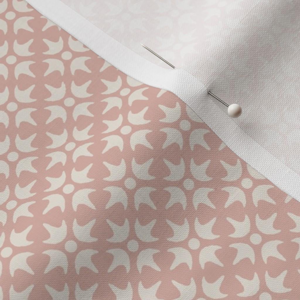 Blush & Cream Thistle Star fabric showing the blush pink geometric lattice print on cotton quilting fabric