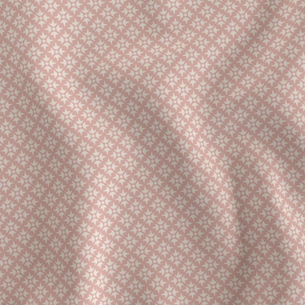 Blush & Cream Thistle Star fabric – blush pink geometric lattice quilting cotton fabric by the yard