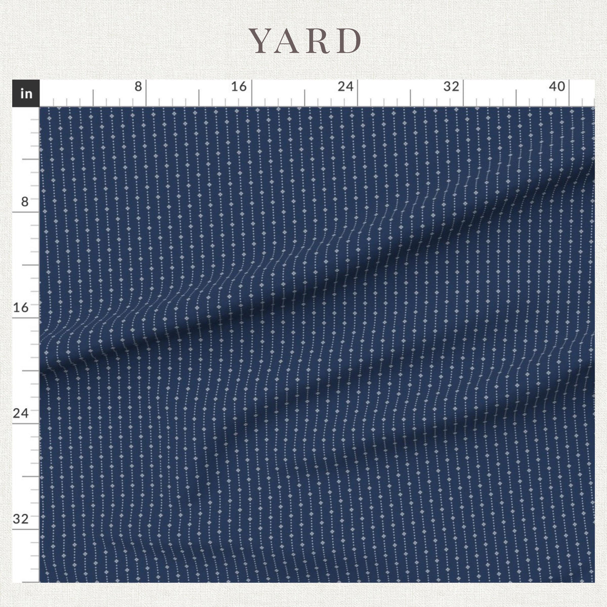 Printed navy geometric dot pattern on navy blender fabric