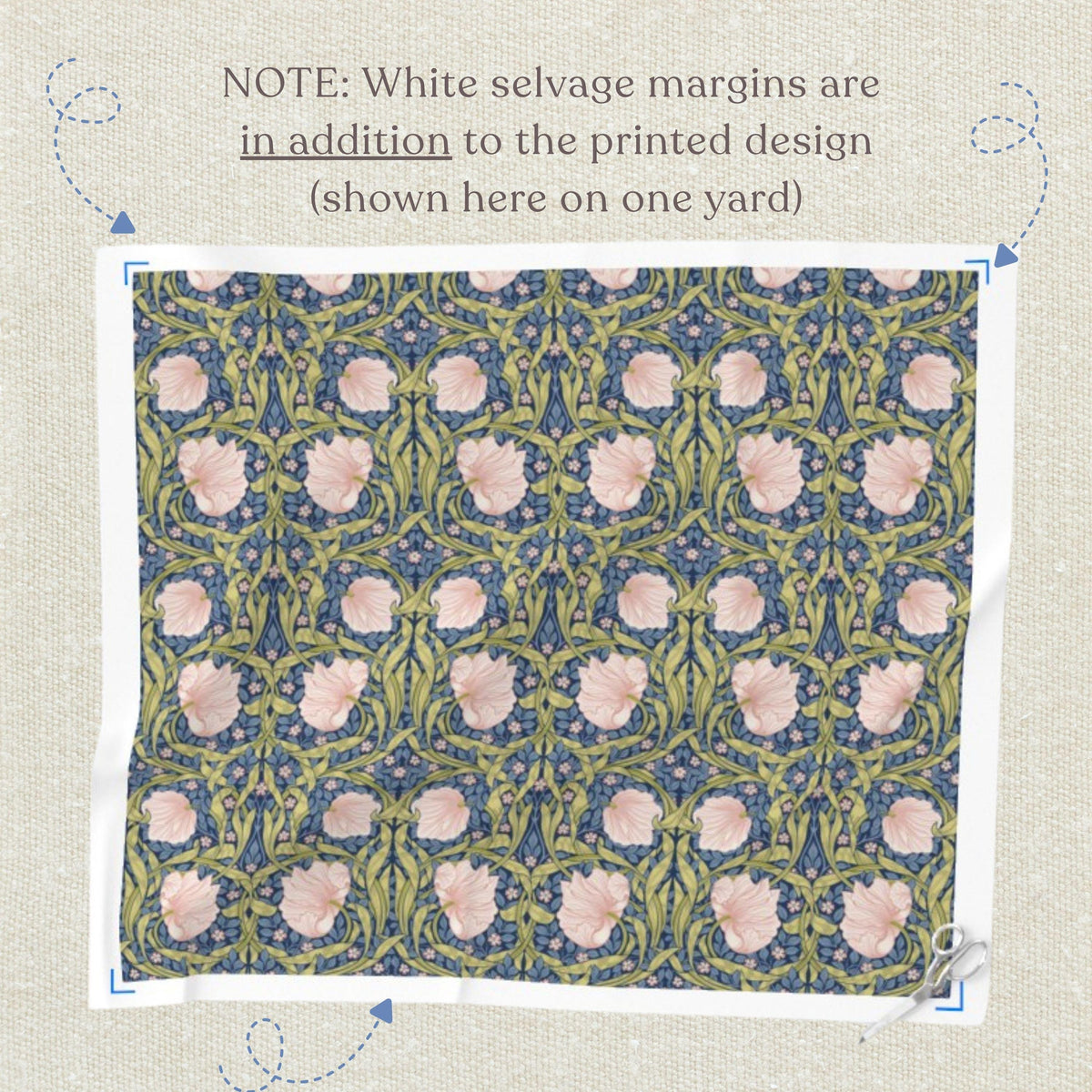 Dusky blue garden William Morris Pimpernel quilting fabric print
