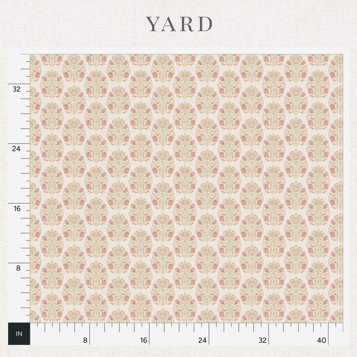 Blush William Morris–inspired floral print detail on heritage blush floral fabric