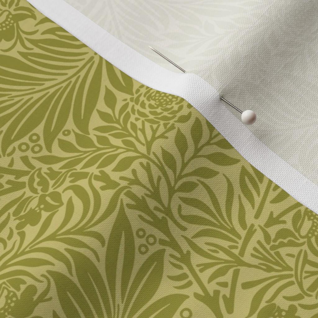 Rich Green Larkspur fabric showing the green William Morris Larkspur print on cotton quilting fabric