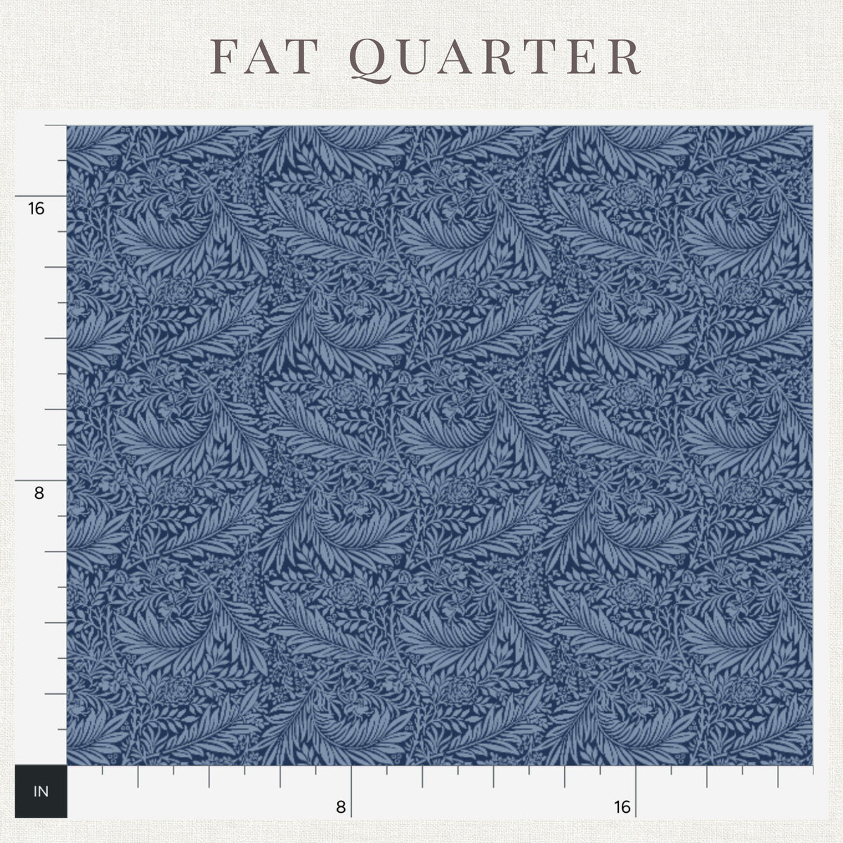 Printed two-tone blue William Morris Larkspur pattern on blue two-tone Larkspur fabric