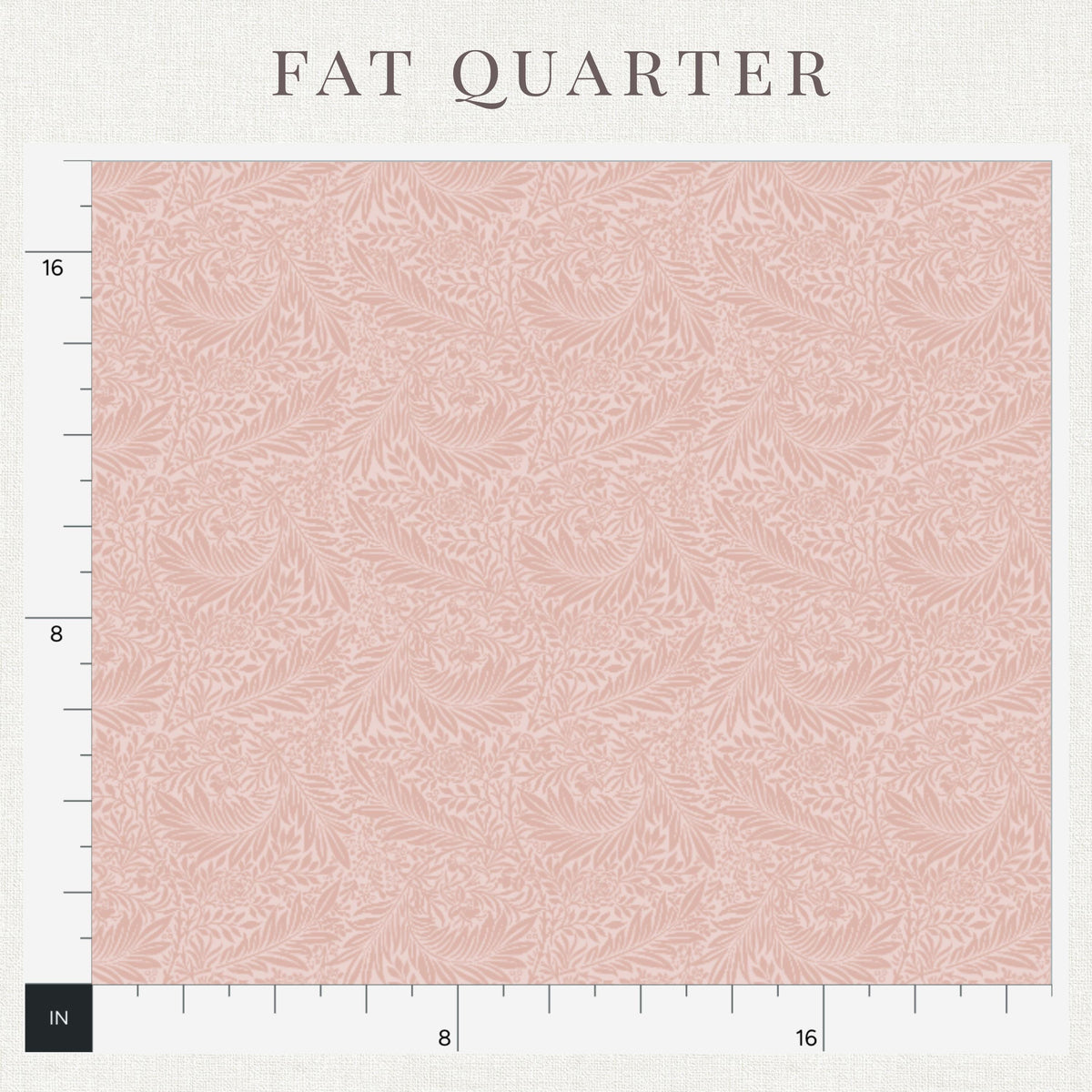 Printed blush pink William Morris Larkspur pattern on blush two-tone Larkspur fabric