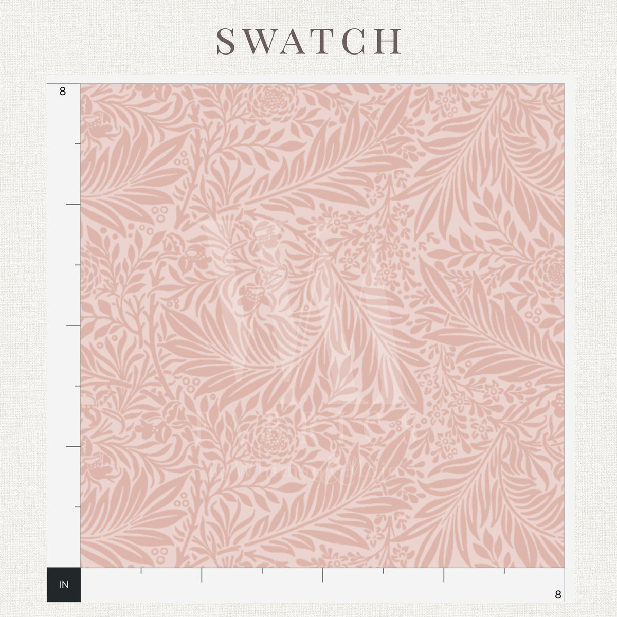 Blush pink William Morris Larkspur print detail on blush two-tone Larkspur fabric
