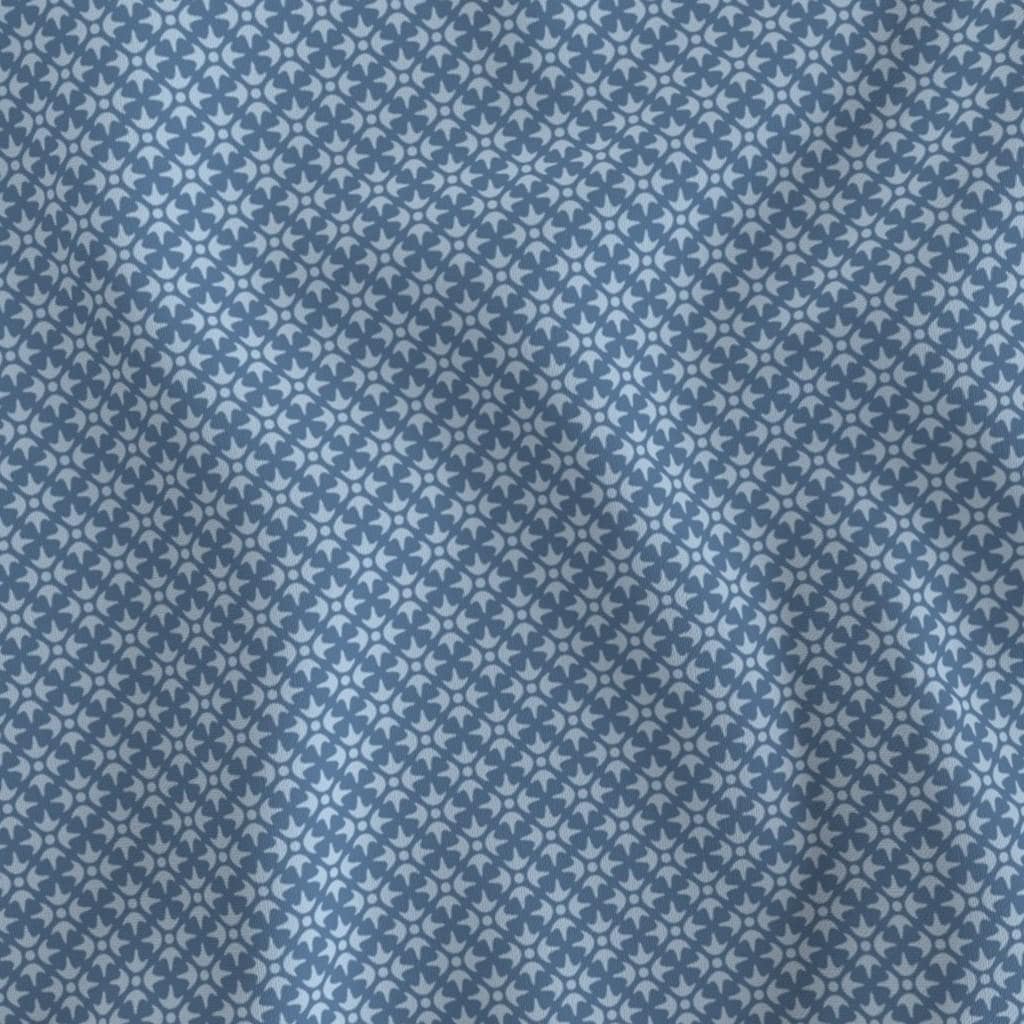 Dusty Blue Thistle Star fabric – dusty blue geometric lattice quilting cotton fabric by the yard