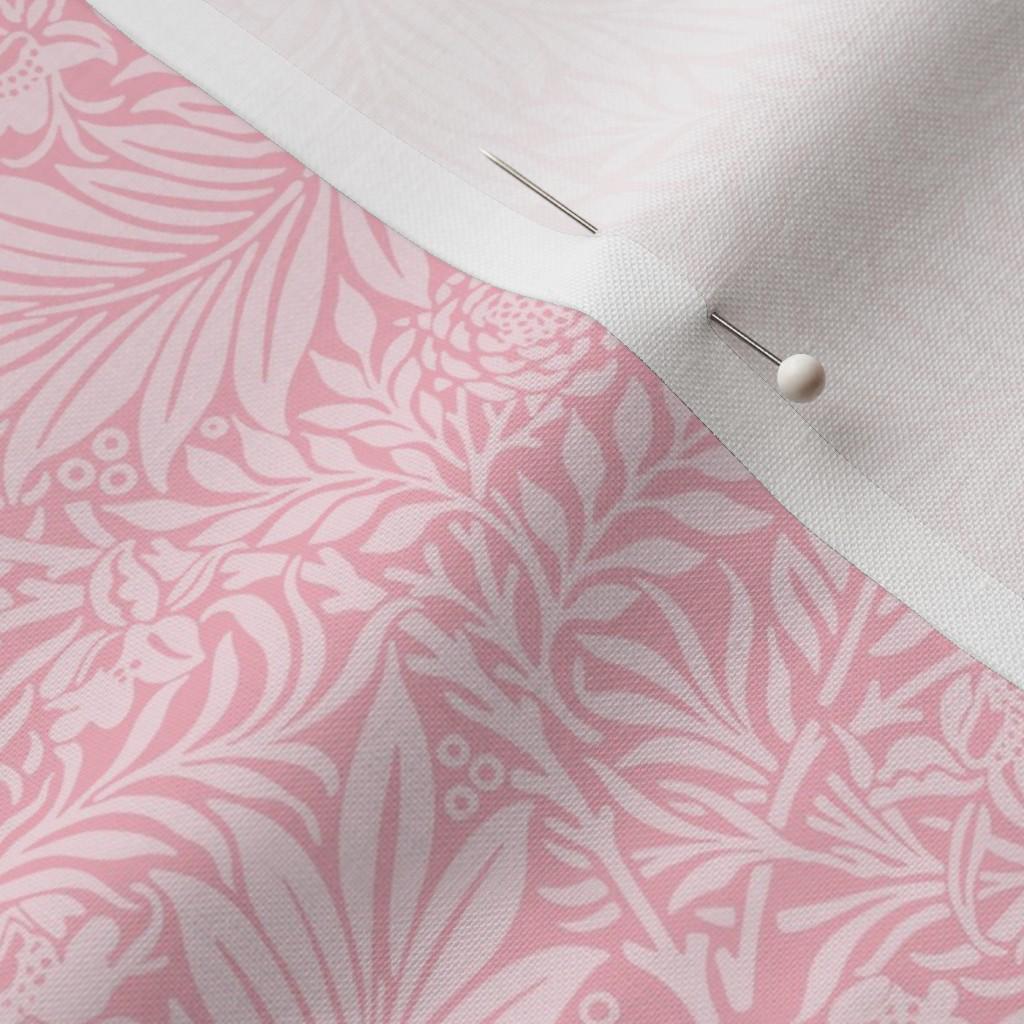 Baby Pink Larkspur fabric showing the baby pink William Morris Larkspur floral print on cotton quilting fabric