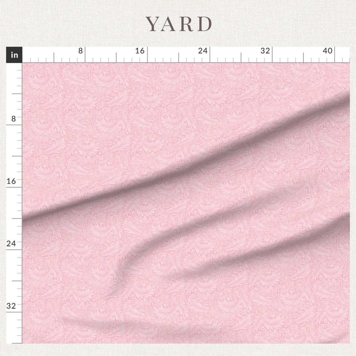Printed baby pink William Morris Larkspur floral pattern on baby pink Larkspur fabric