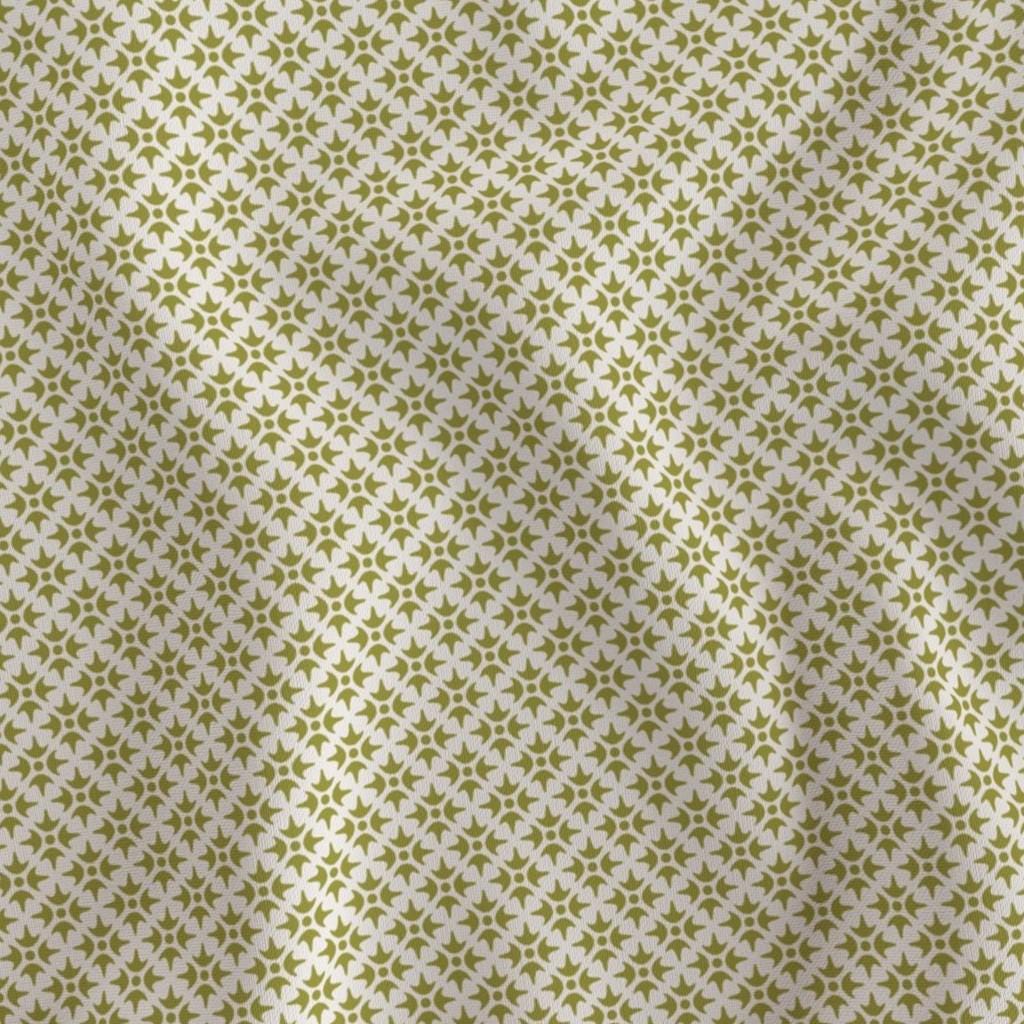 Chartreuse & Cream Thistle Star fabric – chartreuse green geometric lattice quilting cotton fabric by the yard