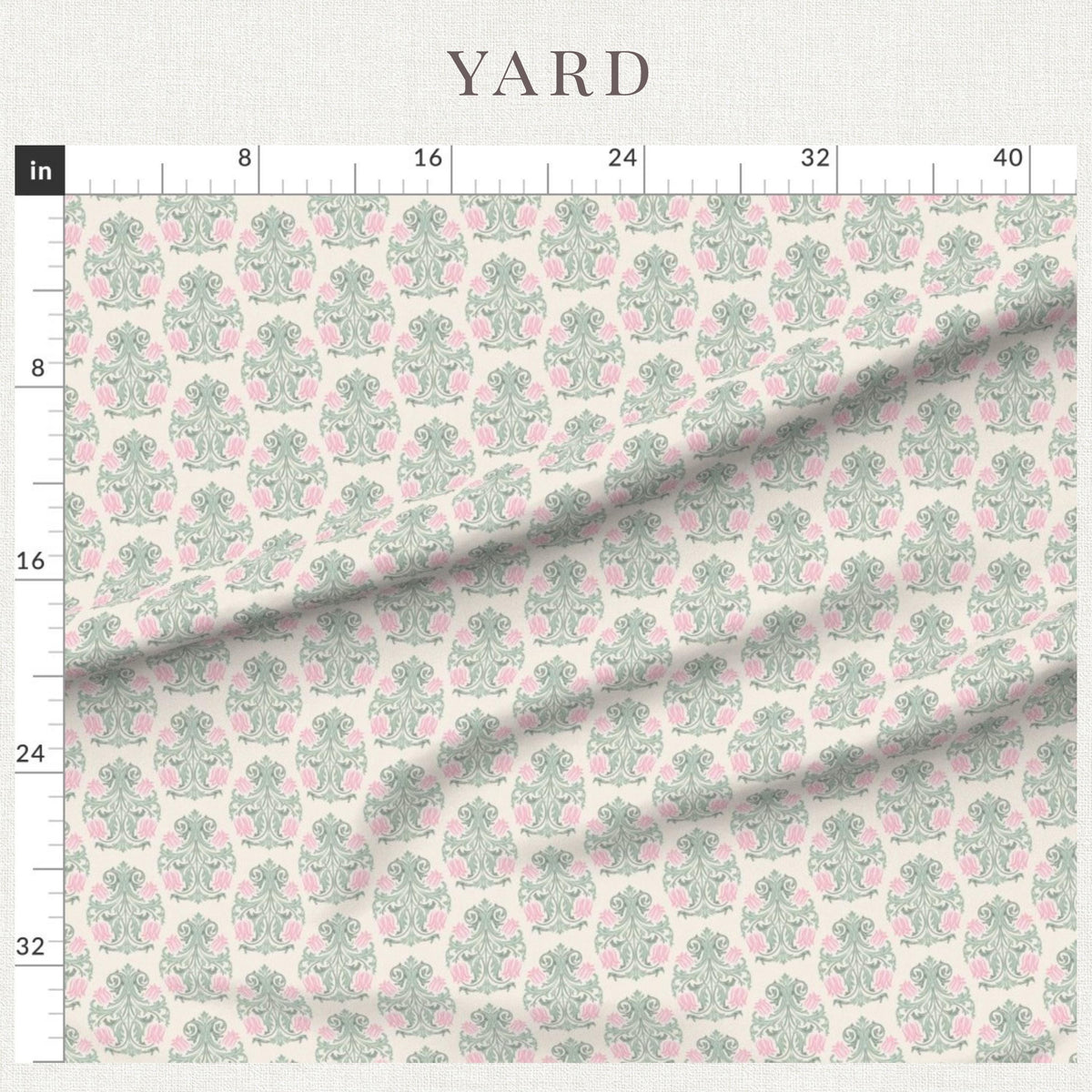 Blush & Sage damask fabric for quilts, backing and sewing projects
