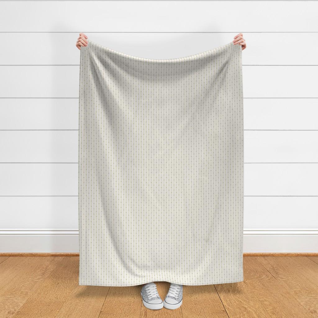 Full yard of Golden Olive ditsy star stripe fabric held up to show the size of one yard