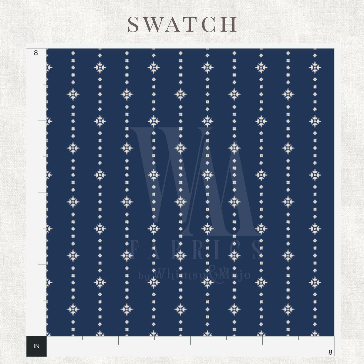 Navy geometric dot print detail on navy blender fabric