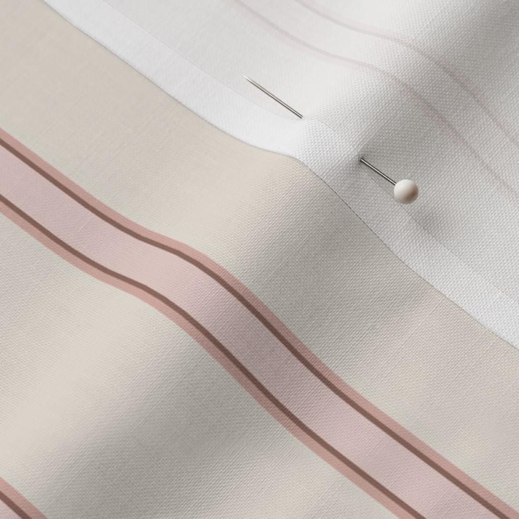 Blush & Cream heritage stripe fabric close-up – blush pinstripe on cream quilting cotton fabric by the yard