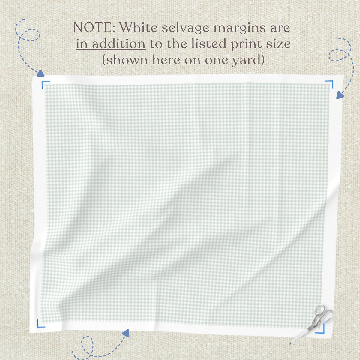 Quilting cotton in 1/4 in check gingham fabric with small sage green gingham design