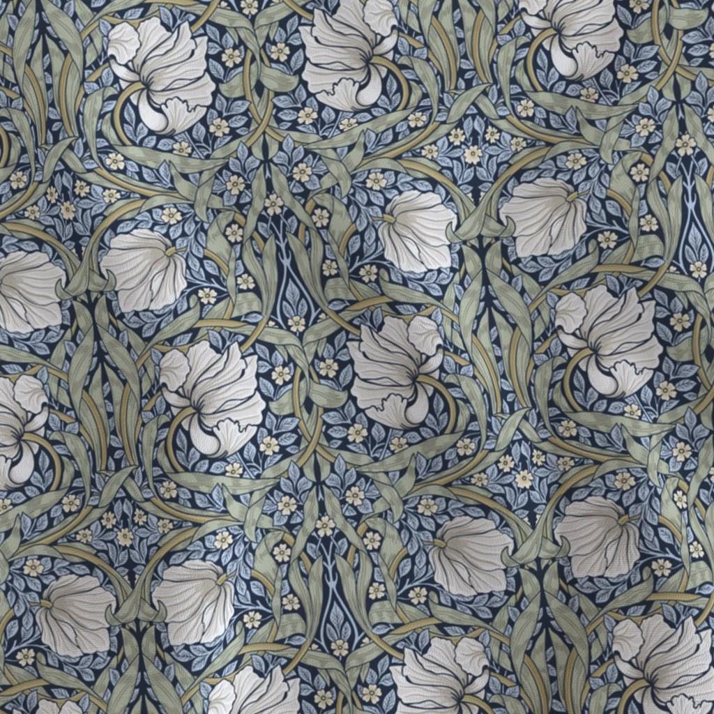 Deep blue William Morris Pimpernel floral quilting cotton, printed pattern view