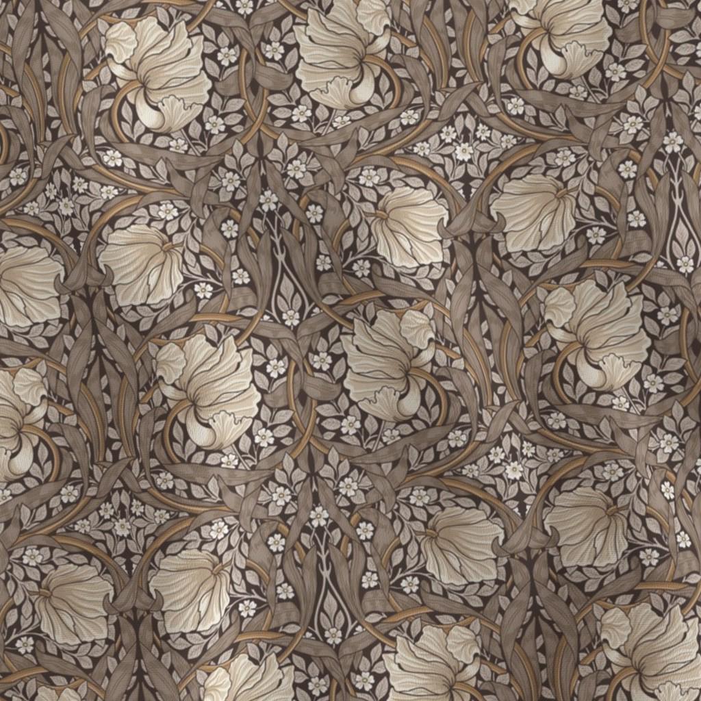 Warm neutral taupe William Morris Pimpernel floral quilting cotton fabric by the yard