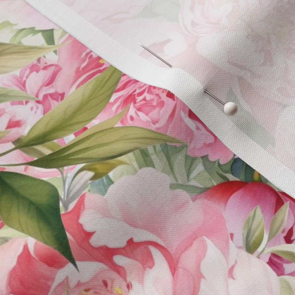 Pink watercolor peony floral quilting cotton, printed pattern view