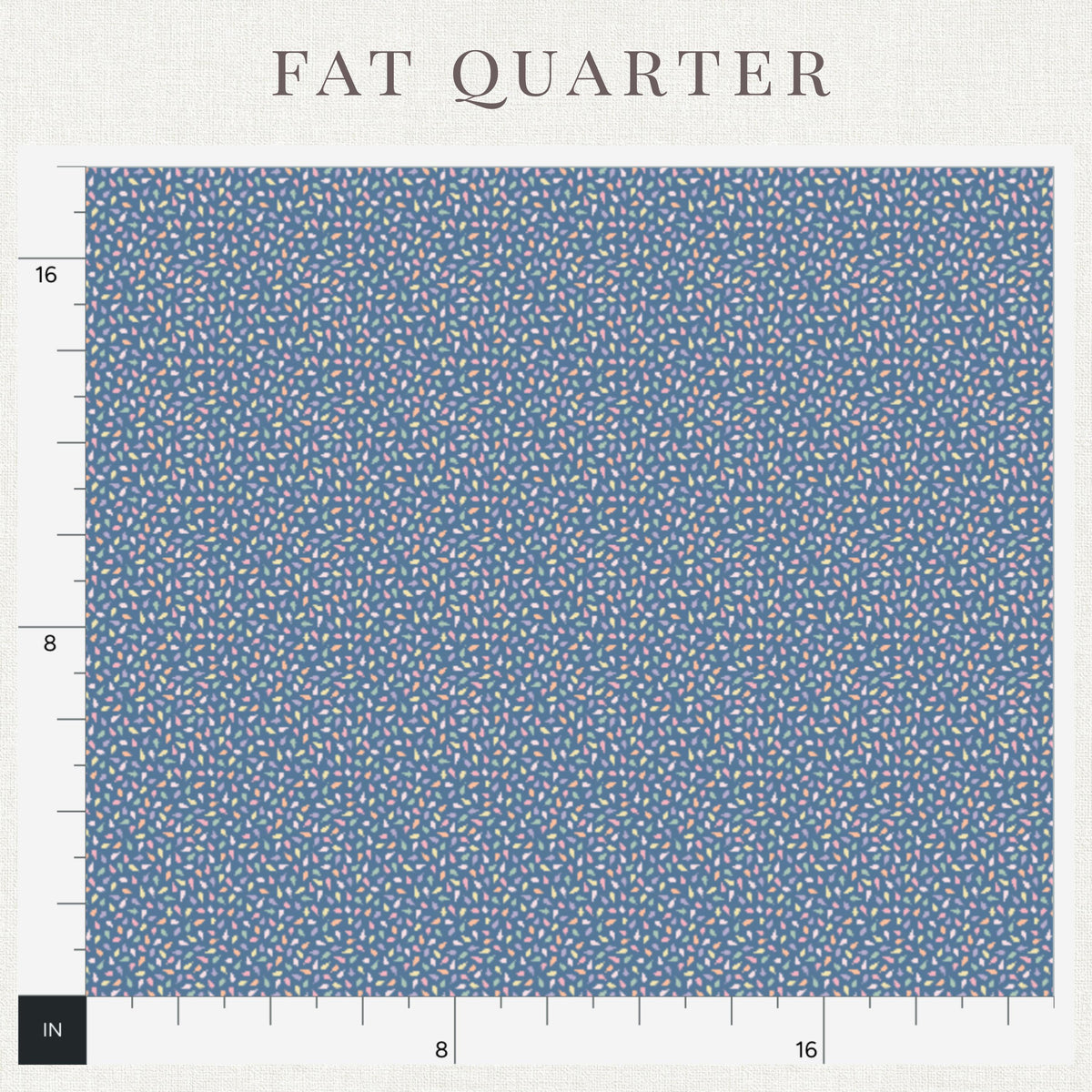 Printed dark blue ditsy confetti petal pattern on dark blue ditsy confetti fabric